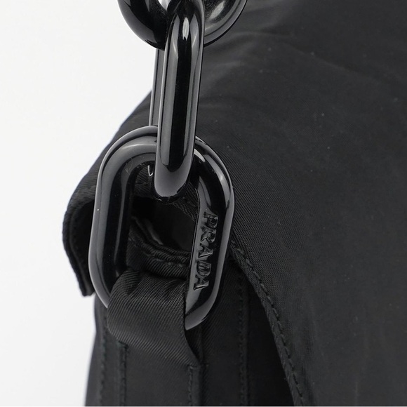 PRADA Tessuto Shoulder Bag in Black Nylon Acrylic Chain Link Authentic - Picture 4 of 6